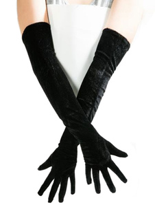 Long Gloves For Women Velour Black Gloves