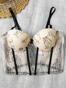 Sexy Cami Top para mujer Correas Cuello Correas ajustables Personajes de dibujos animados Imprimir Poliéster Albaricoque Tops de verano