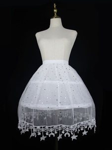 White Lolita Petticoats Lace Polyester Gothic Lolita Petticoat Stars Print  Lolita Skirt