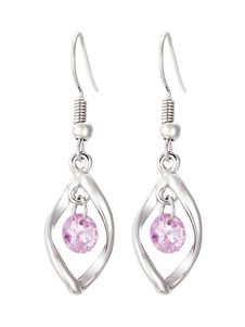 Earrings Pink Chains Metal Marquise Non Stone Pierced Women Jewelry