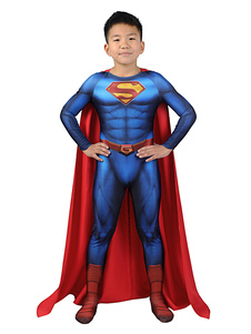 Superman Cosplay For Kids Royal Blue Lycra Spandex Full Body Zentai