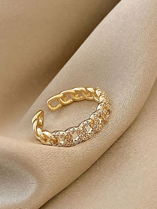 Light Gold Rings Metal Round Brilliant Rhinestone Crystal Women Jewelry