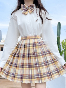 Sweet Lolita Mini falda Plaid patrón arcos poliéster minifalda académica