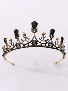 Tiara de corona femenina negra nupcial vintage