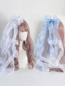 ROCOCO Style Lolita Accessories Light Sky Blue Bows Lace Polyester Fiber Headwear Miscellaneous