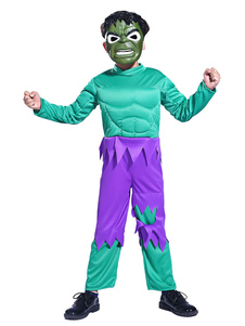Marvel Comics Cosplay Green American Comics Jumpsuit Mask Poly/Cotton Blend Marvel Comics