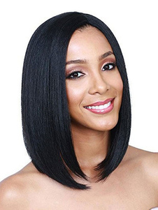 Medium Synthetic Wigs Women Black Bobs Heat-resistant Fiber Wig For Women