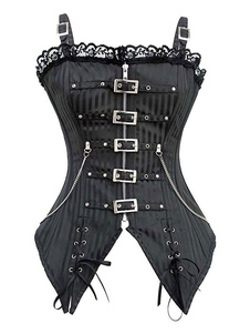 Black V-Neck Sexy Lace-up Buttons Woman's Bustier For Women