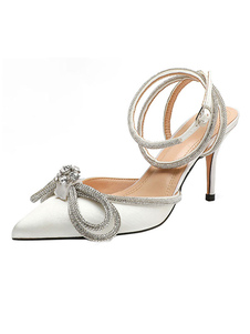 Women's Heel Sandals Pointed Toe Stiletto Heel Silk And Satin Sandals
