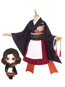 Demon Slayer: Kimetsu No Yaiba Kibutsuji Muzan Kimono Maid Kleid Cosplay Kostüm Set