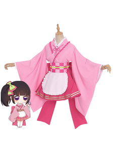 Demon Slayer: Kimetsu no Yaiba Tsuyuri Kanao Pink Kimono Cosplay Maid Dress Costume