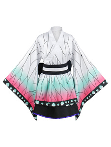 Demon Slayer: Kimetsu No Yaiba Kochou Shinobu Anime Cosplay Kinomo Costume Set