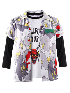 TV Drama Stranger Things Season 4 Dustin Henderson Printed Short-Sleeve Shirt Halloween Cosplay Costume