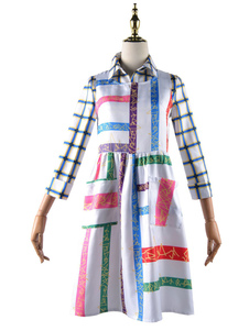 TV Drama Stranger Things Season 4 Eleven White Checked Dress With A Shirt Halloween Set Cosplay Costume