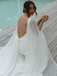Schlichtes Brautkleid Polyester Mermaid- elfenbeinfarbe Standesamtkleid