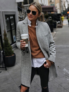 Abrigo de solapa con un botón, ropa de abrigo informal de primavera para mujer