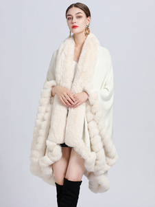 Abrigo Poncho para mujer, capa de piel sintética, ropa de abrigo de invierno 2023