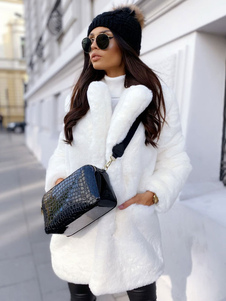 Plush Faux Fur Coat Winter Midi Outerwear For Women
