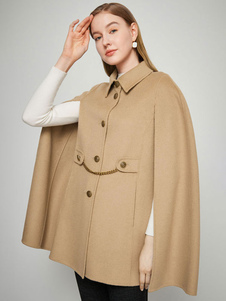 Abrigo Poncho de lana, capa de camello, ropa de abrigo de primavera para mujer 2023