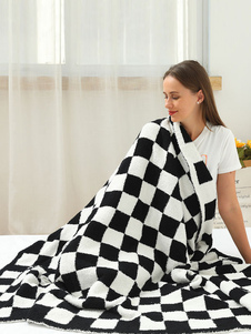 Blankets Black Plaid Simple Black And White Grid Patterned Blankets