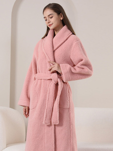 Women Home Wear 1 Piece Turndown Collar Long Sleeves Winter Warm Loungewear
