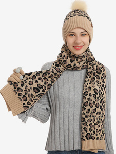 Damenmützen Winter Warm Schöne Pom Poms Leopardenmuster Hüte Baskenmütze