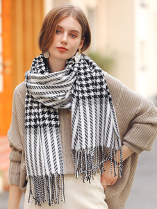 Damenschal Charming Plaid Fransen Polyesterfaser Winter Warme lange Schals