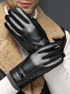 Guantes para hombre Pu cuero invierno cálido guantes impermeables