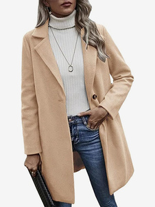 Abrigo para mujer Albaricoque Turndown Collar Casual Spring Outerwear