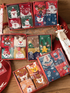 Calcetines Caqui Poliéster / Mezcla de algodón Patrón de Navidad Regalo de vacaciones Ropa de casa Invierno Cálido Lindo Acc