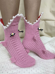 Socken Magenta Polyester/Baumwollmischung Animal Print Home Wear Winter Warm Cute Acc