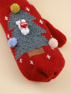 Handschuhe für Frauen Weihnachtsmuster Weihnachtsgeschenk Heimkleidung Winter warm niedlich gem