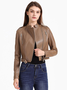 Women's Jackets Stand Collar Zipper Classic Street Wear Black Jacket For Women Winter Warm Coat