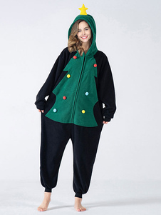 Home Wear Hooded Long Sleeves Christmas Pattern Polar Fleece Loungewear