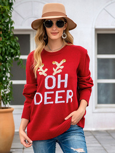 Suéter de mujer 2023 Tops rojos de Navidad