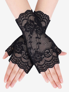 Black Lace Gloves For Women Fingerless Gloves