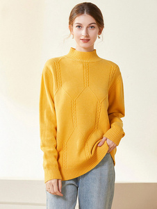 Suéteres Para Mujer Suéteres De Acrílico De Manga Larga Amarillo