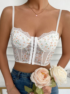 White Sexy Lace Woman's Corset For Women Sexy Tops