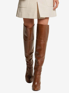 Thigh High Boots Round Toe Chunky Heel Size US4-12.5 Over The Knee Boots