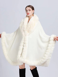 Capa Cabo Faux Fur Bride Wraps Poncho Coat para mujer