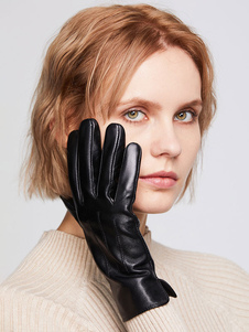 Ladies Warm Heated Winter Leather Waterproof Short Gloves For Women