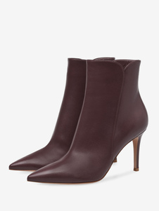 Botas de tobillo para mujeres botines de tacón de aguja puntiagudas