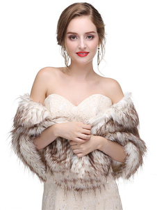 Faux Fur Wedding Wrap Bridal Shawl Winter Warm Cover Ups