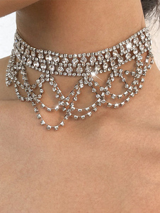 Свадебные ожерелья Серебряное круглое блестящее свадебное ожерелье