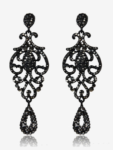 Black Gothic Black Gothic Wedding Earrings Metal Pierced Bridal Jewelry