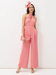 Partykleid für die Brautmutter Halfter ärmellose A-Linie ausgeschnitten Kleider für Hochzeitsgäste Kostenlose Anpassung