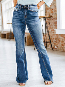 Bootcut Jeans High Rise Cotton Spring Flare Bottom para mujer 2023