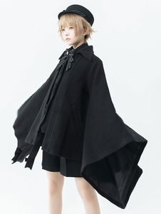 【Pré-vente】 Gothique Lolita Ouji Fashion Knight Of Rounds Mouchoir Noir Ourlet Design Cape