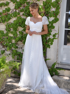 Vestido de noiva decote coração mangas curtas com renda trem vestidos de noiva personalização grátis