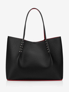 Bolsos Bolsos cruzados negros Remaches Forma horizontal Cuerpo completo Cierre de gancho francés Correas de doble asa
